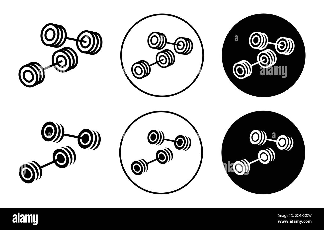 Dumbbell pair icon logo sign vector outline in black and white color ...