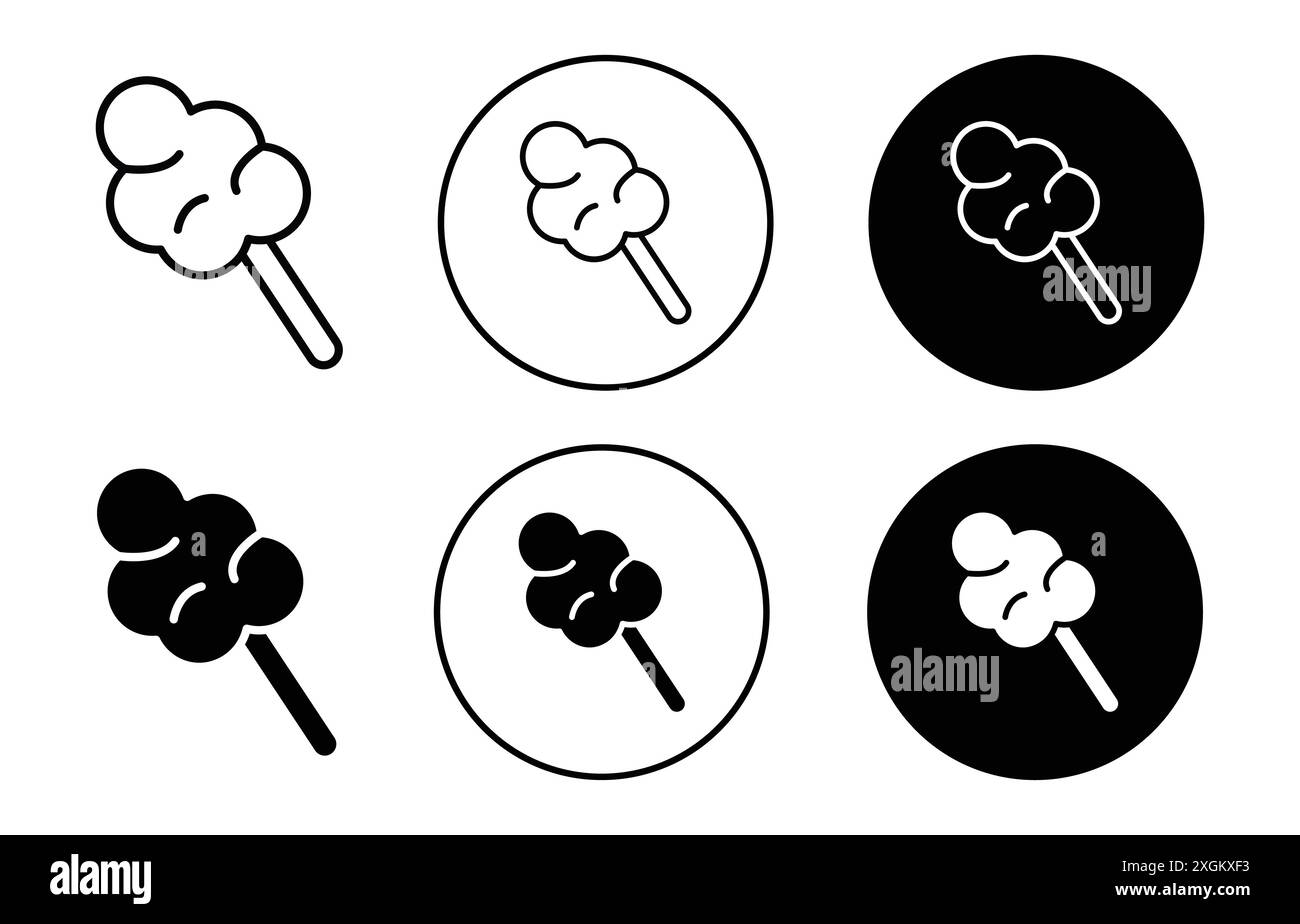 Cotton candy icon logo sign vector outline in black and white color ...