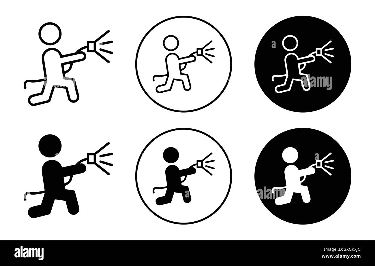 Firefighter icon logo sign vector outline in black and white color