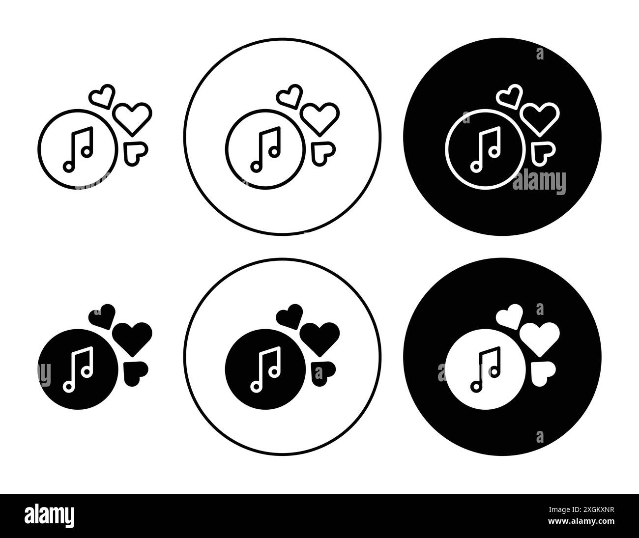 love Music icon logo sign vector outline in black and white color Stock Vector