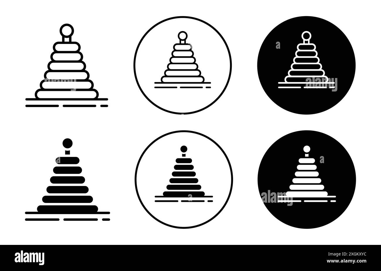 Pyramid Toy icon logo sign vector outline in black and white color ...