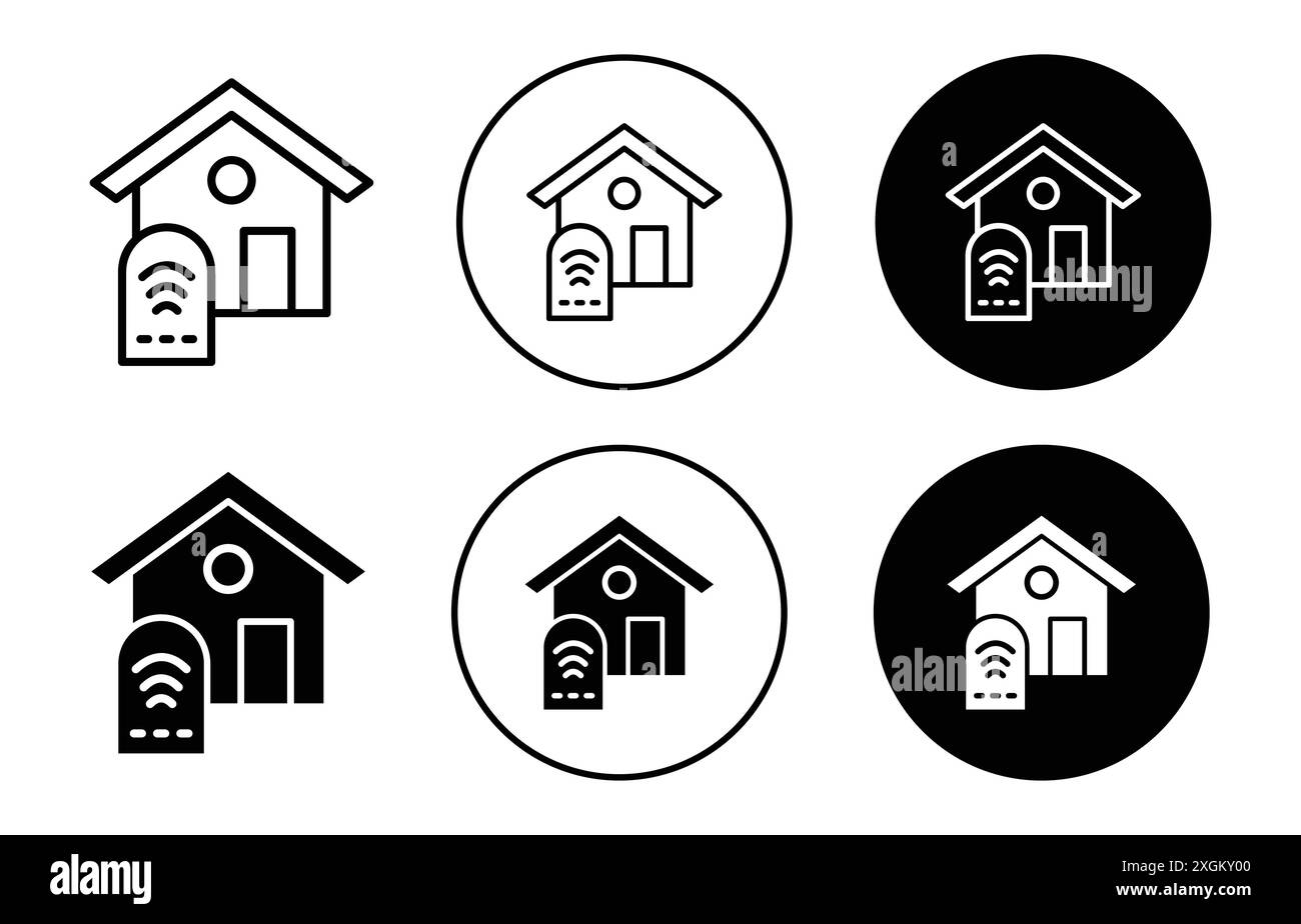 Home control icon logo sign vector outline in black and white color ...