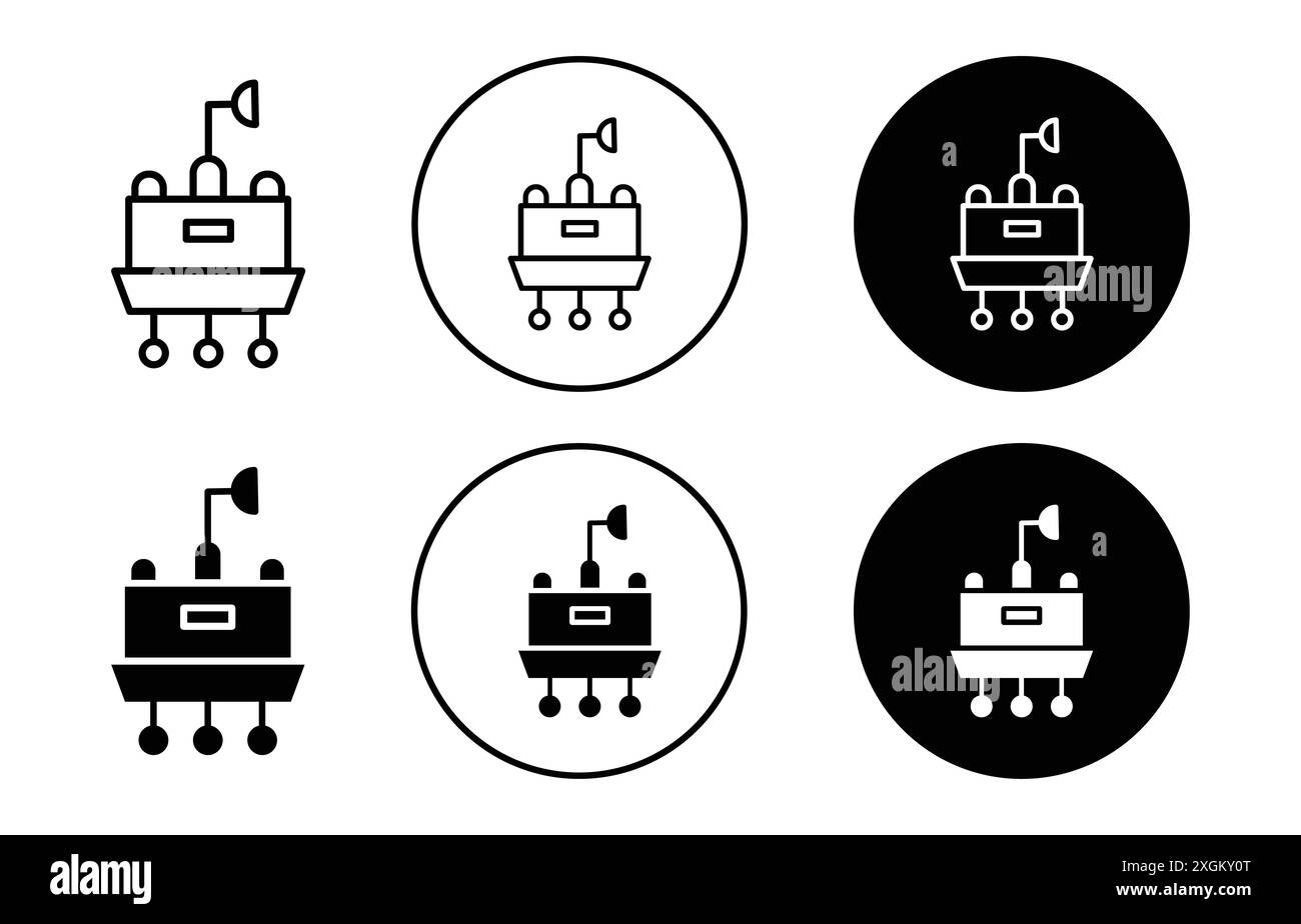 Lander icon logo sign vector outline in black and white color Stock ...