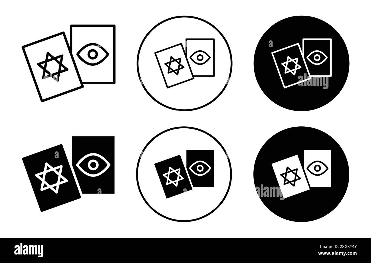 Tarot Icon logo sign vector outline in black and white color Stock Vector