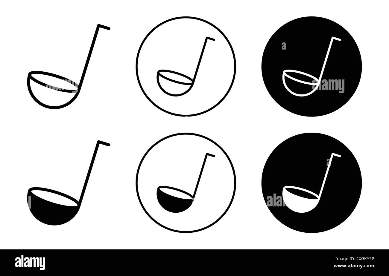 Kitchen ladle icon logo sign vector outline in black and white color ...