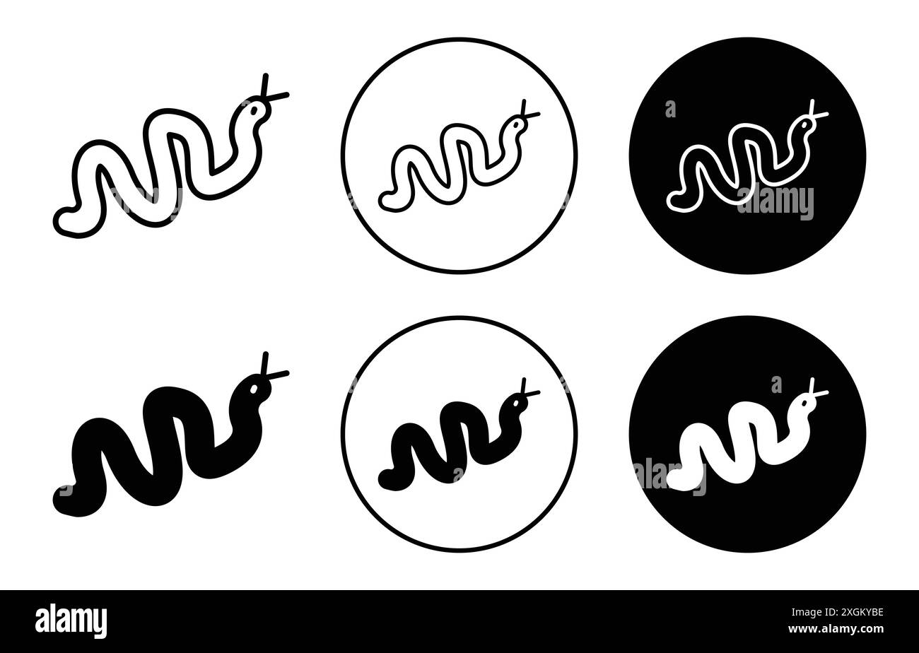 Snake icon logo sign vector outline in black and white color Stock Vector