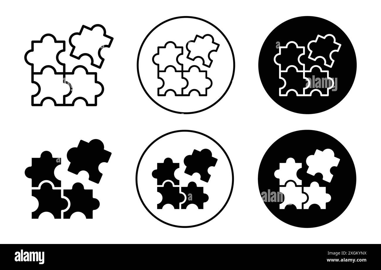 Puzzle Solution Icons Set Black And White Stock Photos Images Alamy