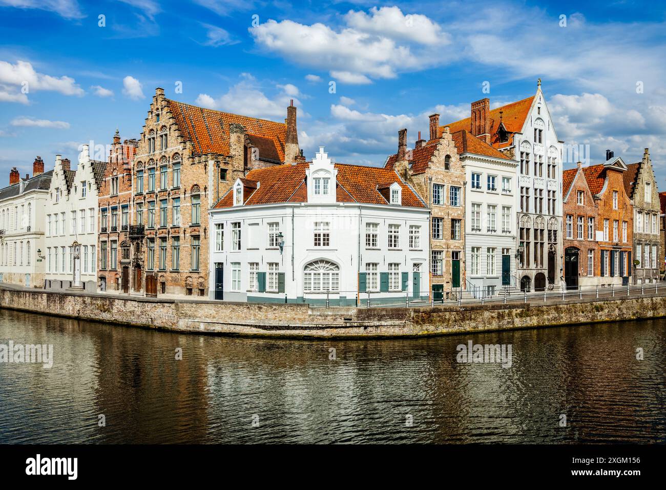 Famous View Of Bruges Canal And Old Historic Houses Of Medieval 