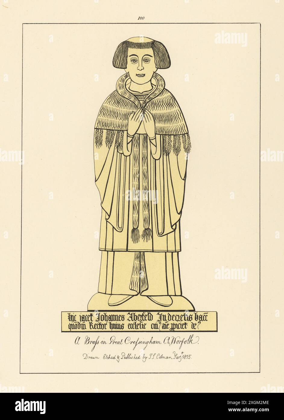 Great Rector's John Aberfeld, rector of Great Cressingham, died 1518. With tonsure ...