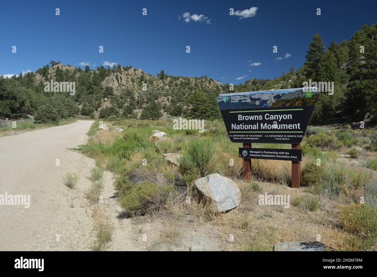 SALIDA, COLORADO, USA - July 6, 2024: Browns Canyon National Monument covers 21,586 acres of canyons, rivers and forest in the Rocky Mountains. Stock Photo