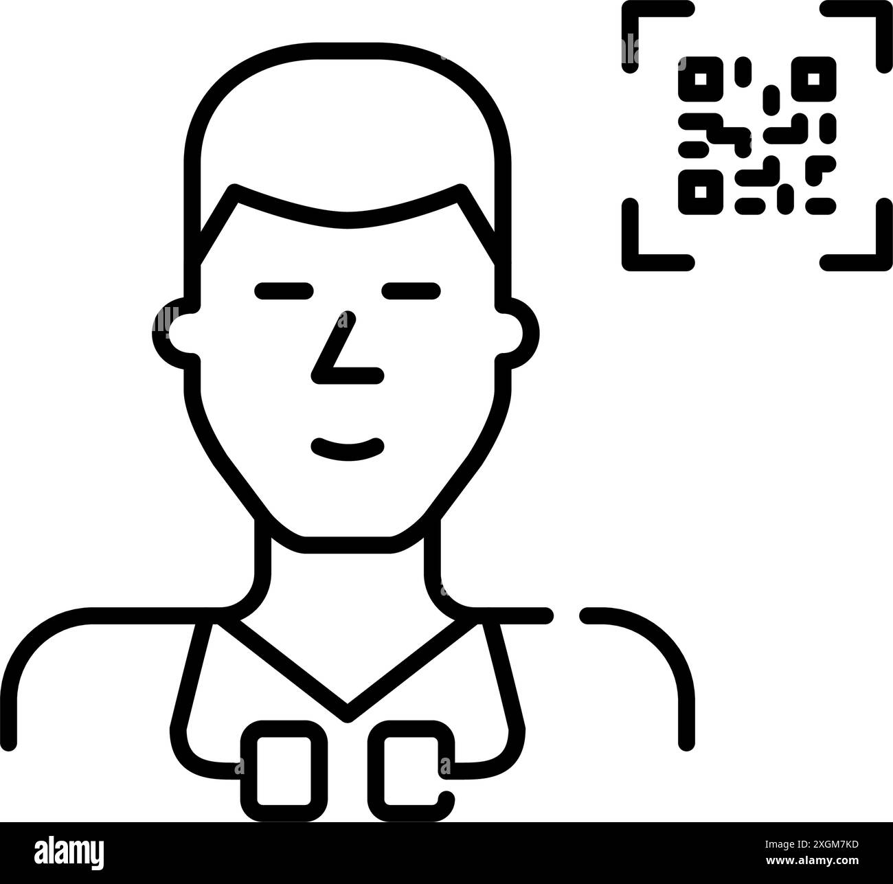 Young doctor wearing stethoscope and qr code. Easy access to medical ...