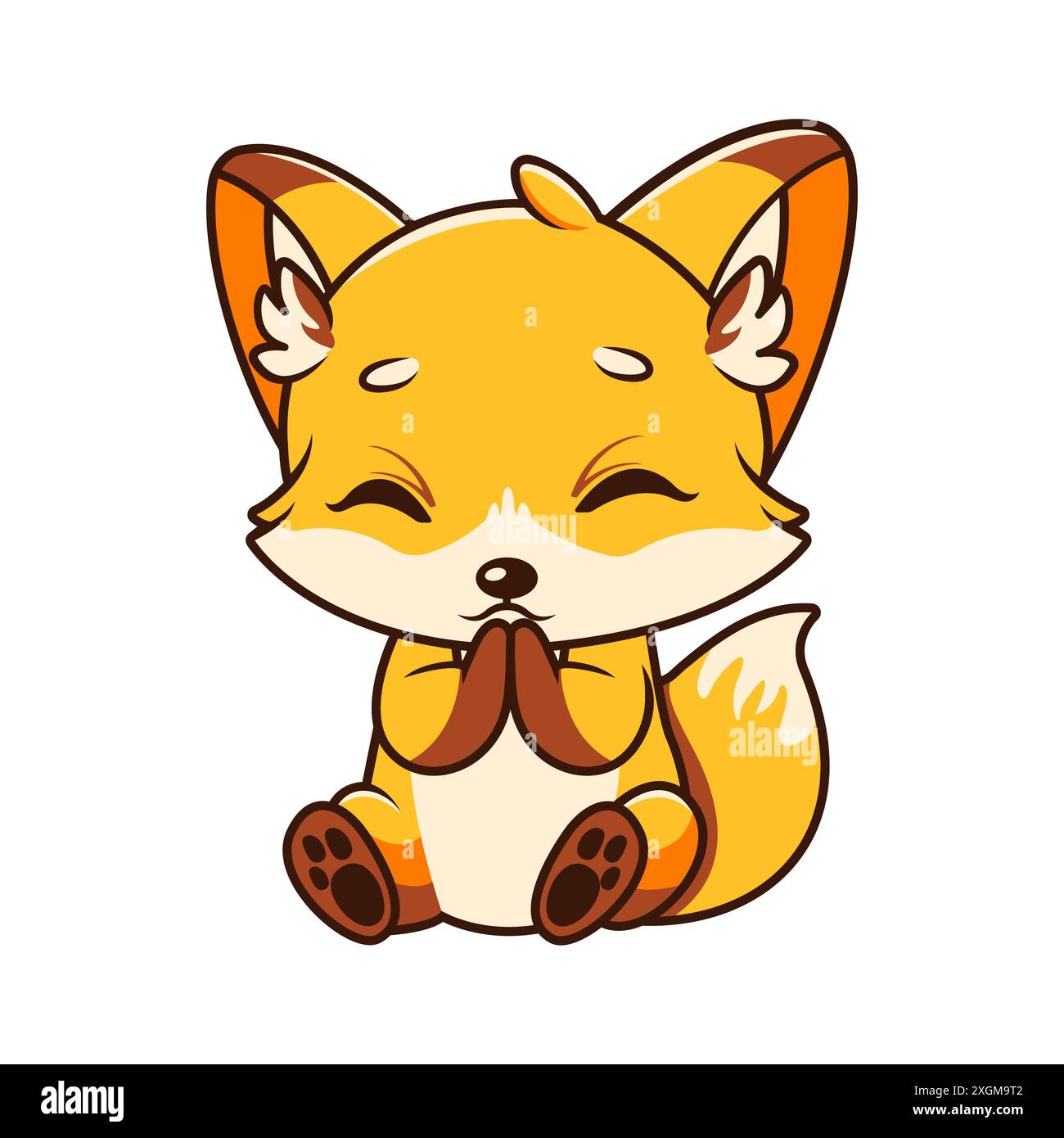 Baby Fox Animal Mascot Cartoon Character Illustration with Cute Expression Stock Vector