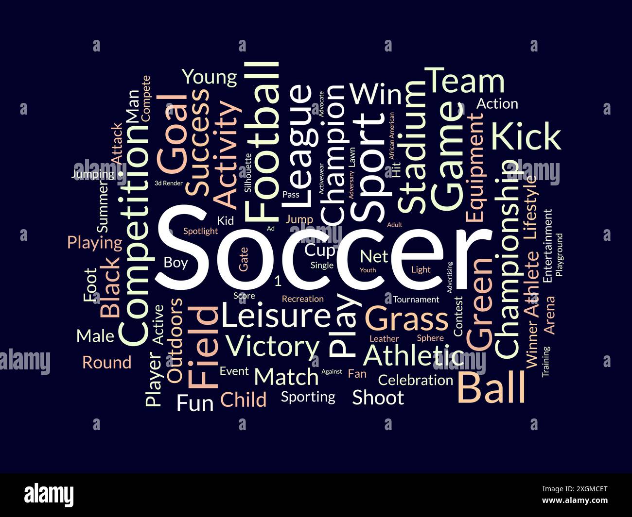 Soccer wordcloud template. Sport concept vector background. Stock Vector