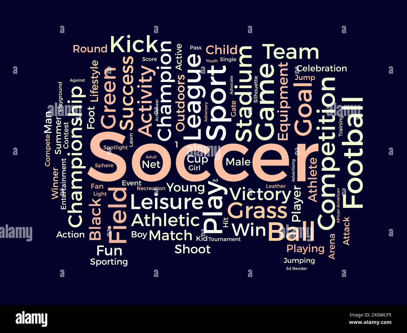 Soccer wordcloud template. Sport concept vector background. Stock Vector