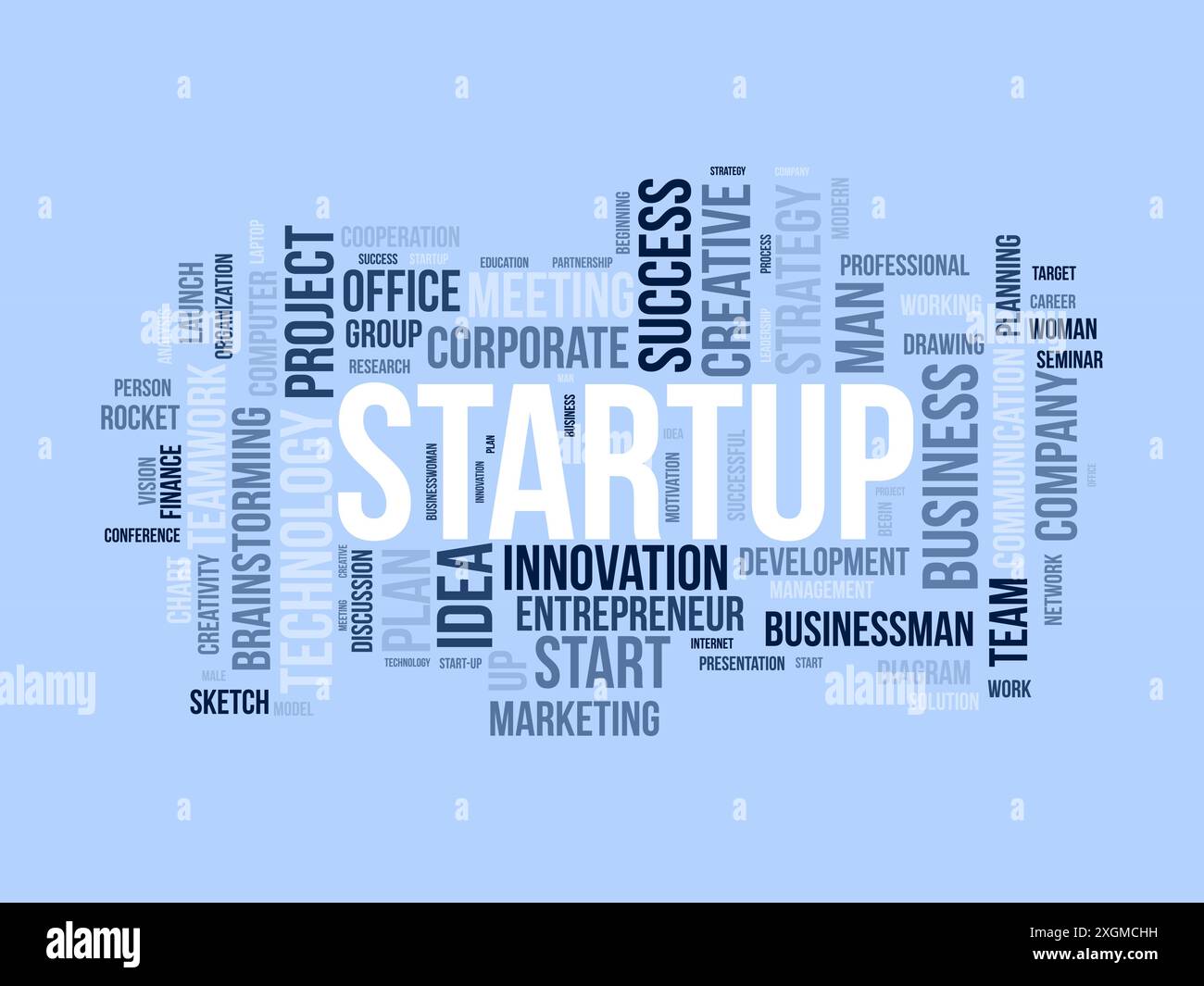 Startup wordcloud template. Business concept vector background. Stock Vector