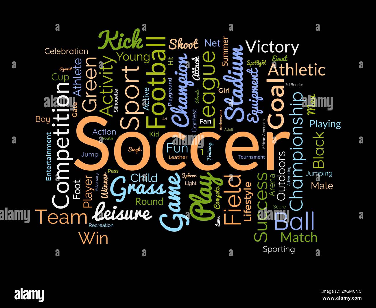 Soccer wordcloud template. Sport concept vector background. Stock Vector