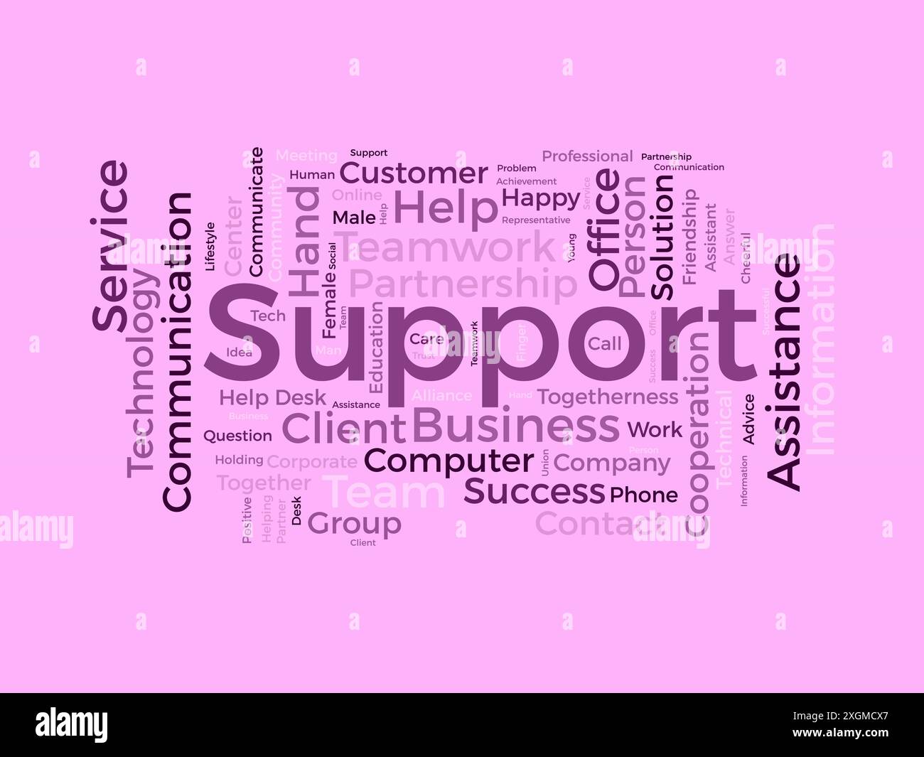 Support wordcloud template. Business concept vector background. Stock Vector