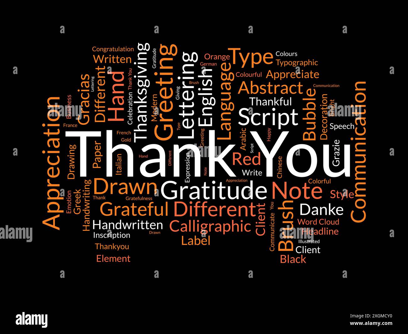 Thank You wordcloud template. Greeting concept vector background. Stock Vector