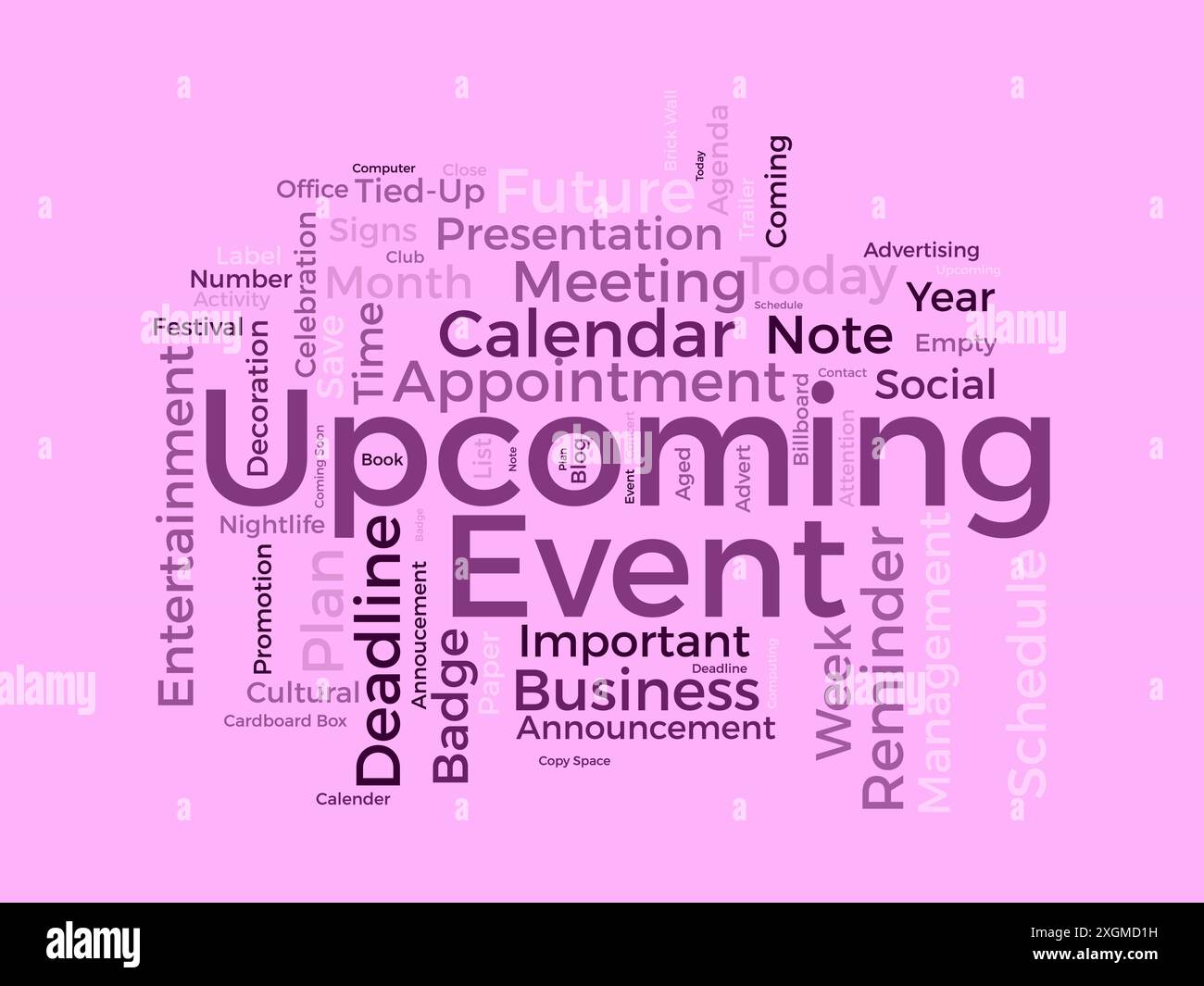 Upcoming Event wordcloud template. Business concept vector background. Stock Vector