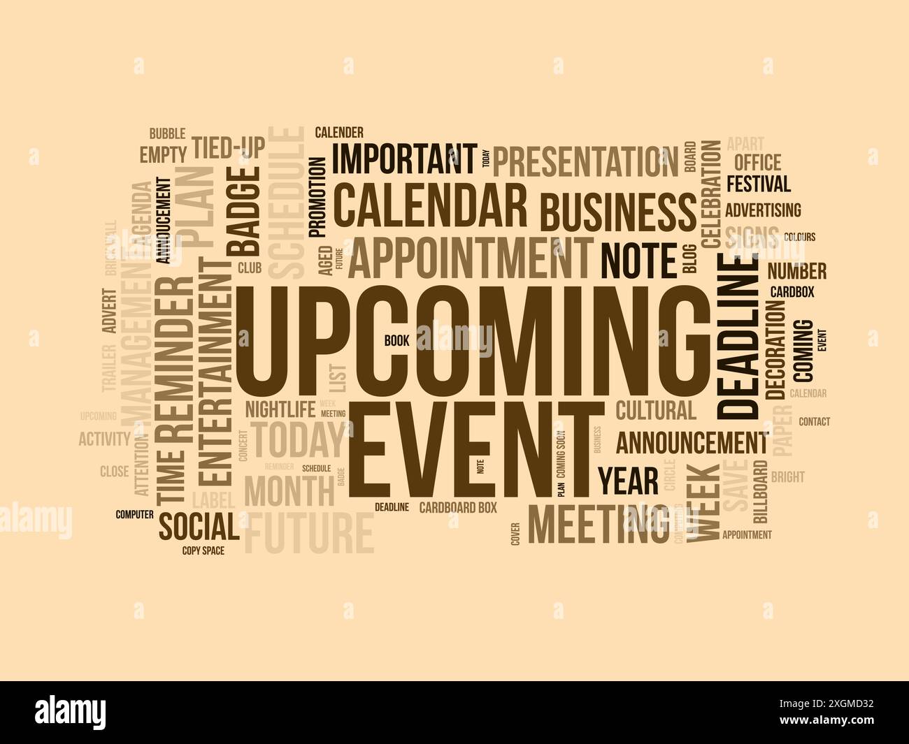 Upcoming Event wordcloud template. Business concept vector background. Stock Vector