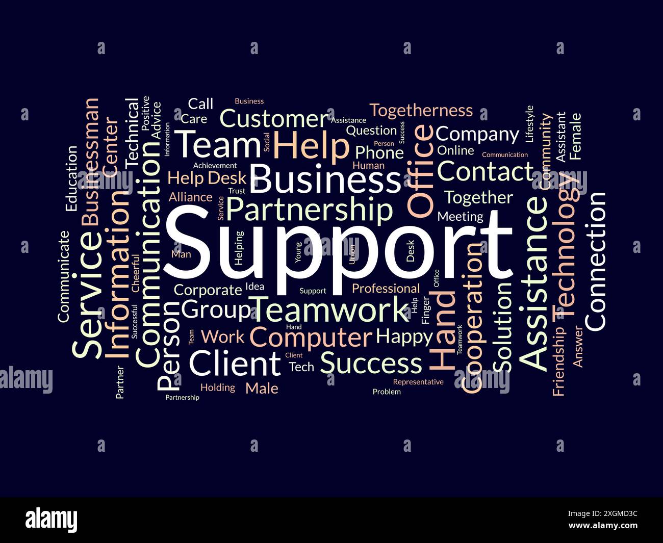 Support wordcloud template. Business concept vector background. Stock Vector