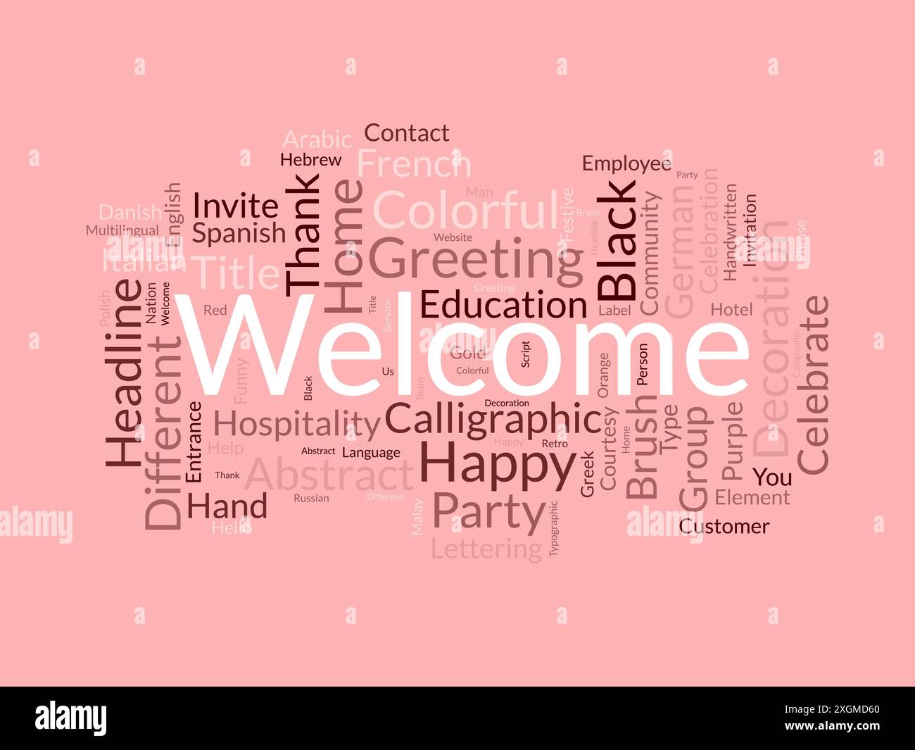 Welcome wordcloud template. Greeting concept vector background. Stock Vector