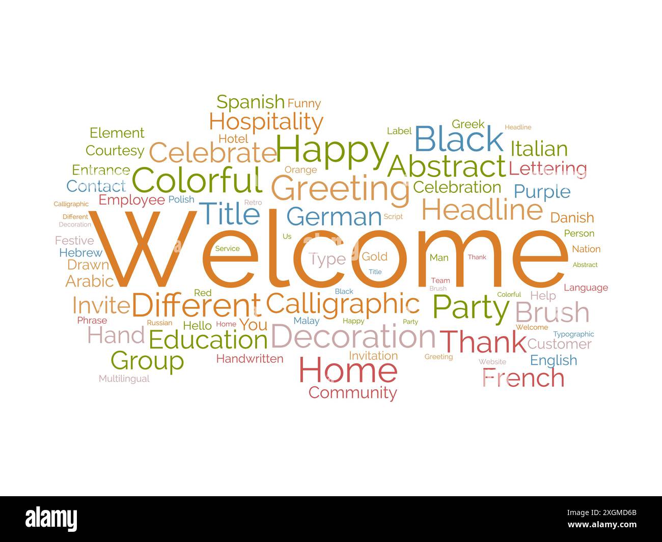 Welcome wordcloud template. Greeting concept vector background. Stock Vector