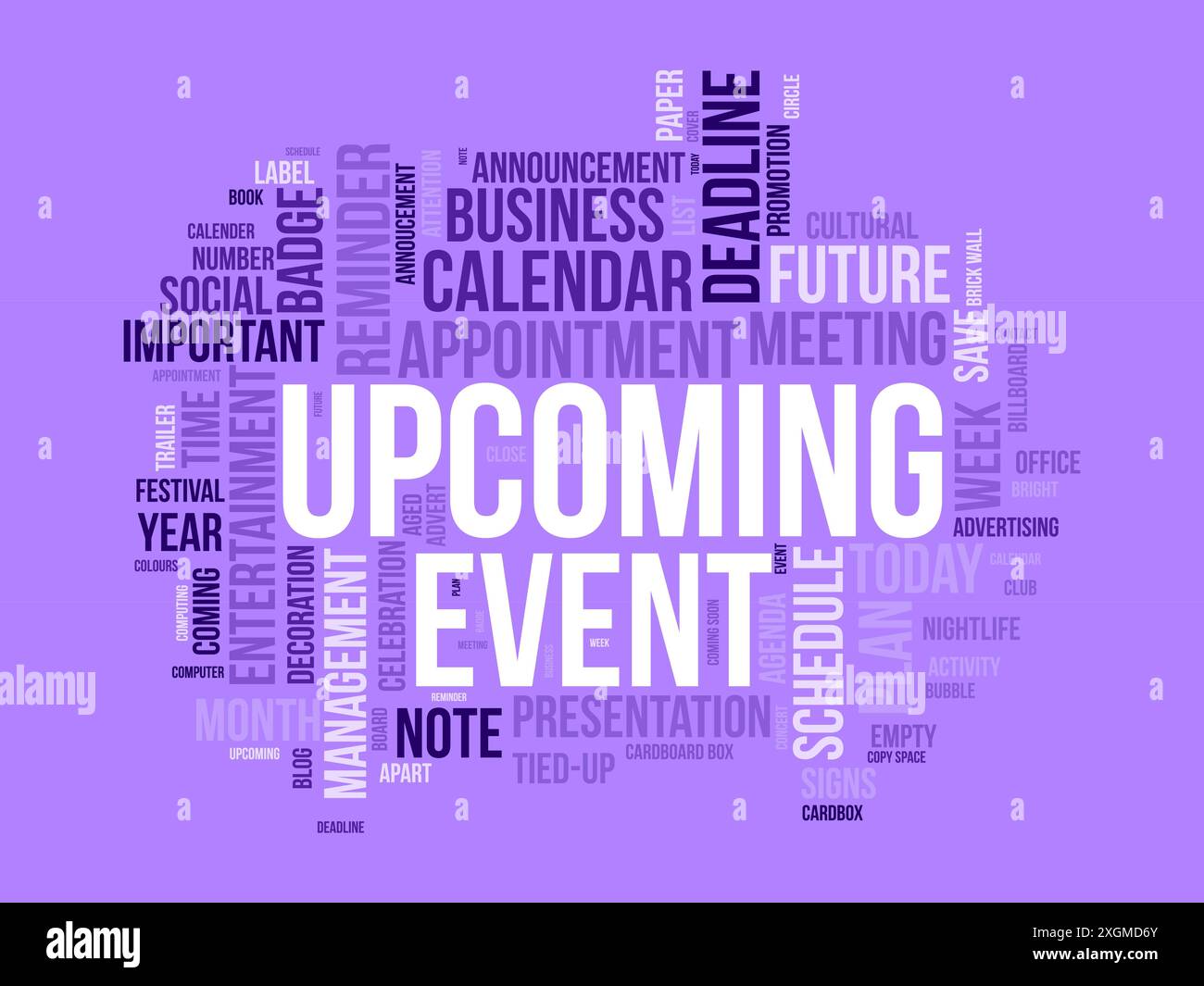 Upcoming Event wordcloud template. Business concept vector background. Stock Vector