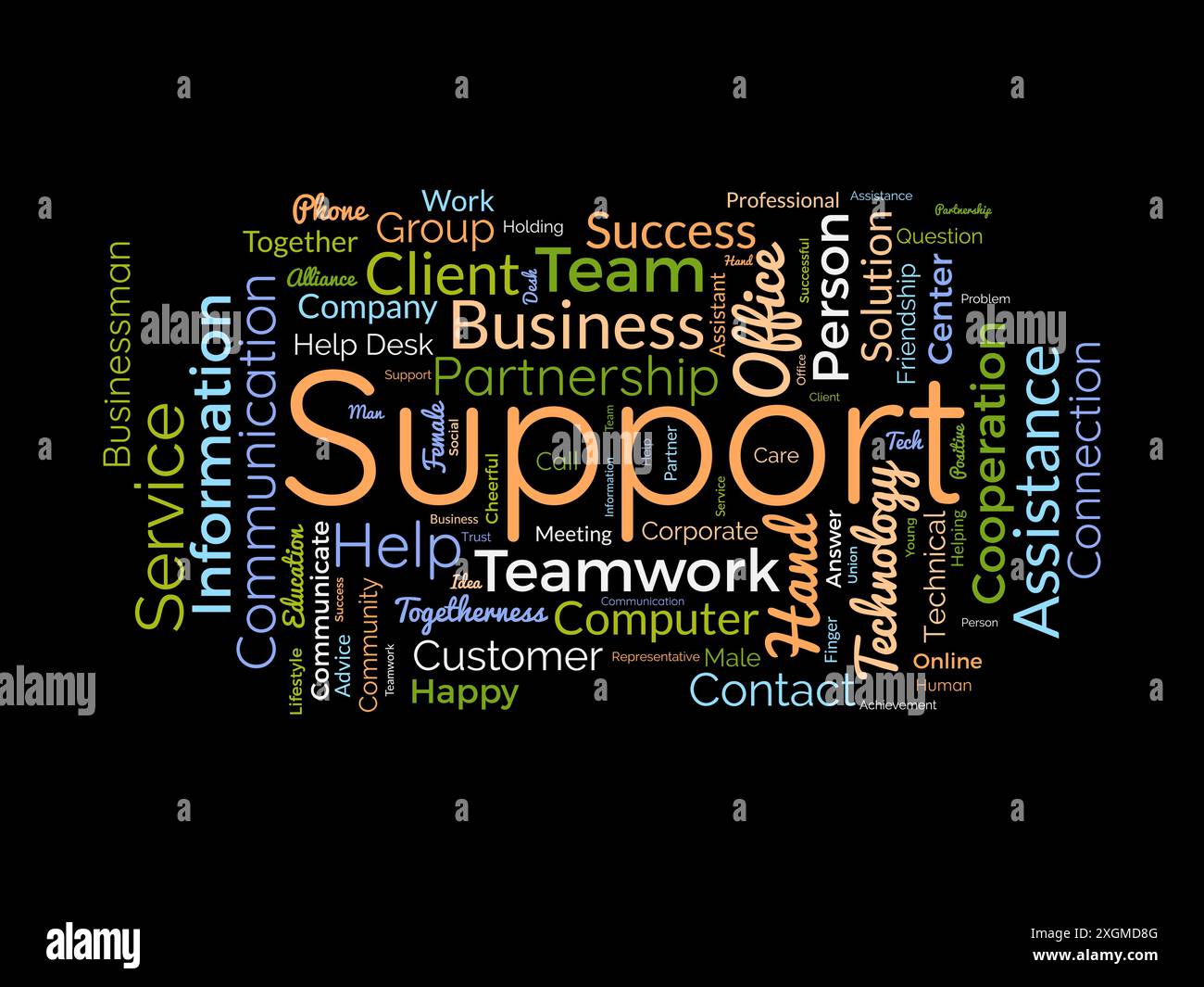 Support wordcloud template. Business concept vector background. Stock Vector