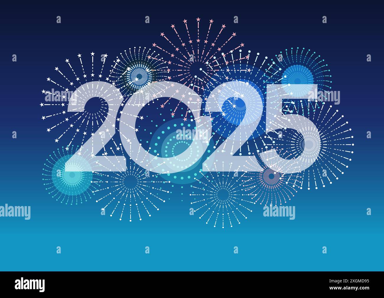 The Year 2025 Logo And Celebratory Fireworks Vector Background Illustration With Text Space