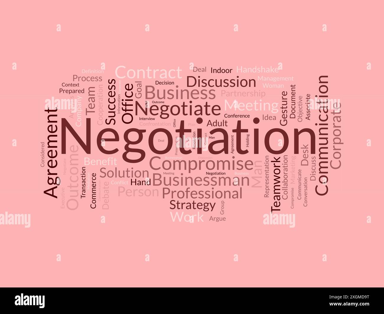 Negotiation wordcloud template. Business and Communication concept vector background. Stock Vector