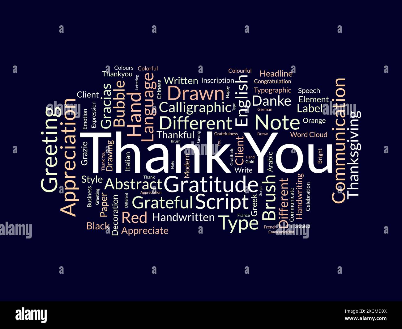 Thank You wordcloud template. Greeting concept vector background. Stock Vector