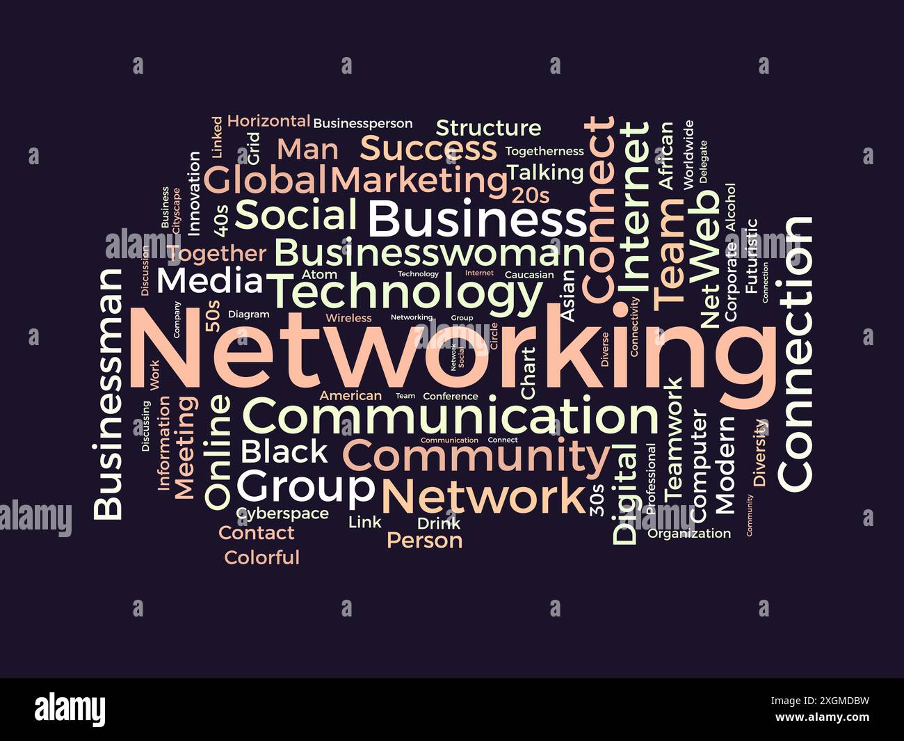 Networking wordcloud template. Business concept vector background. Stock Vector
