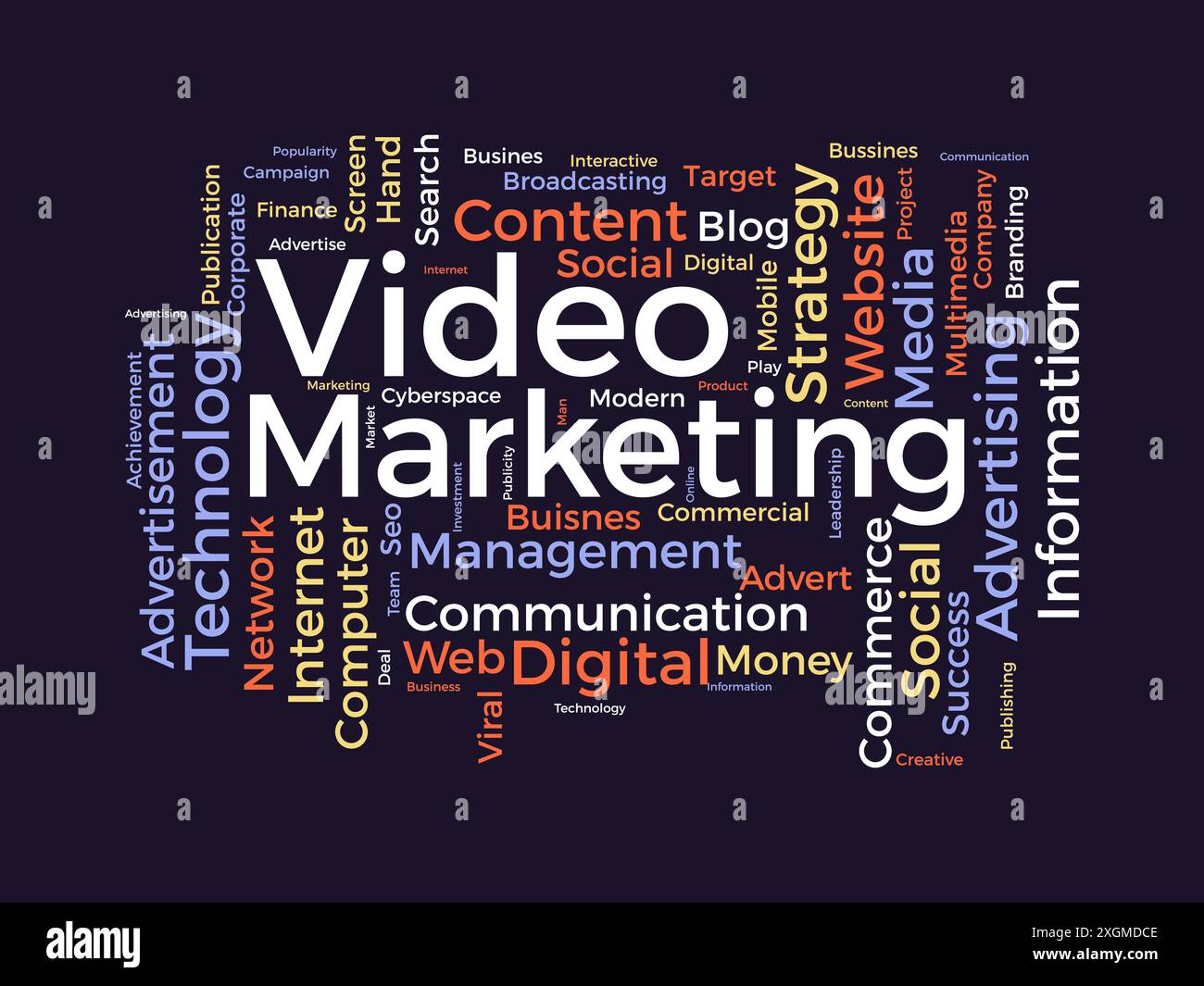 Video Marketing wordcloud template. Business concept vector background. Stock Vector