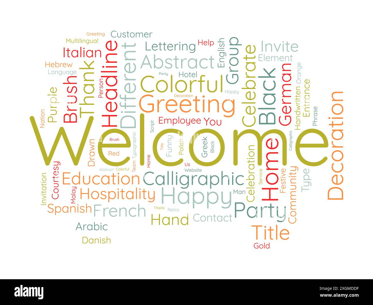 Welcome wordcloud template. Greeting concept vector background. Stock Vector