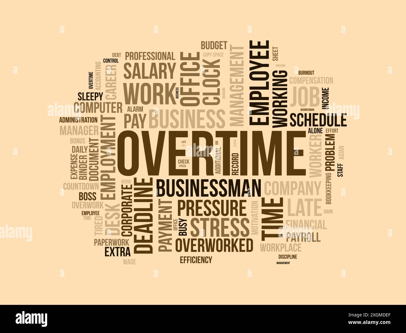Overtime wordcloud template. Business concept vector background. Stock Vector