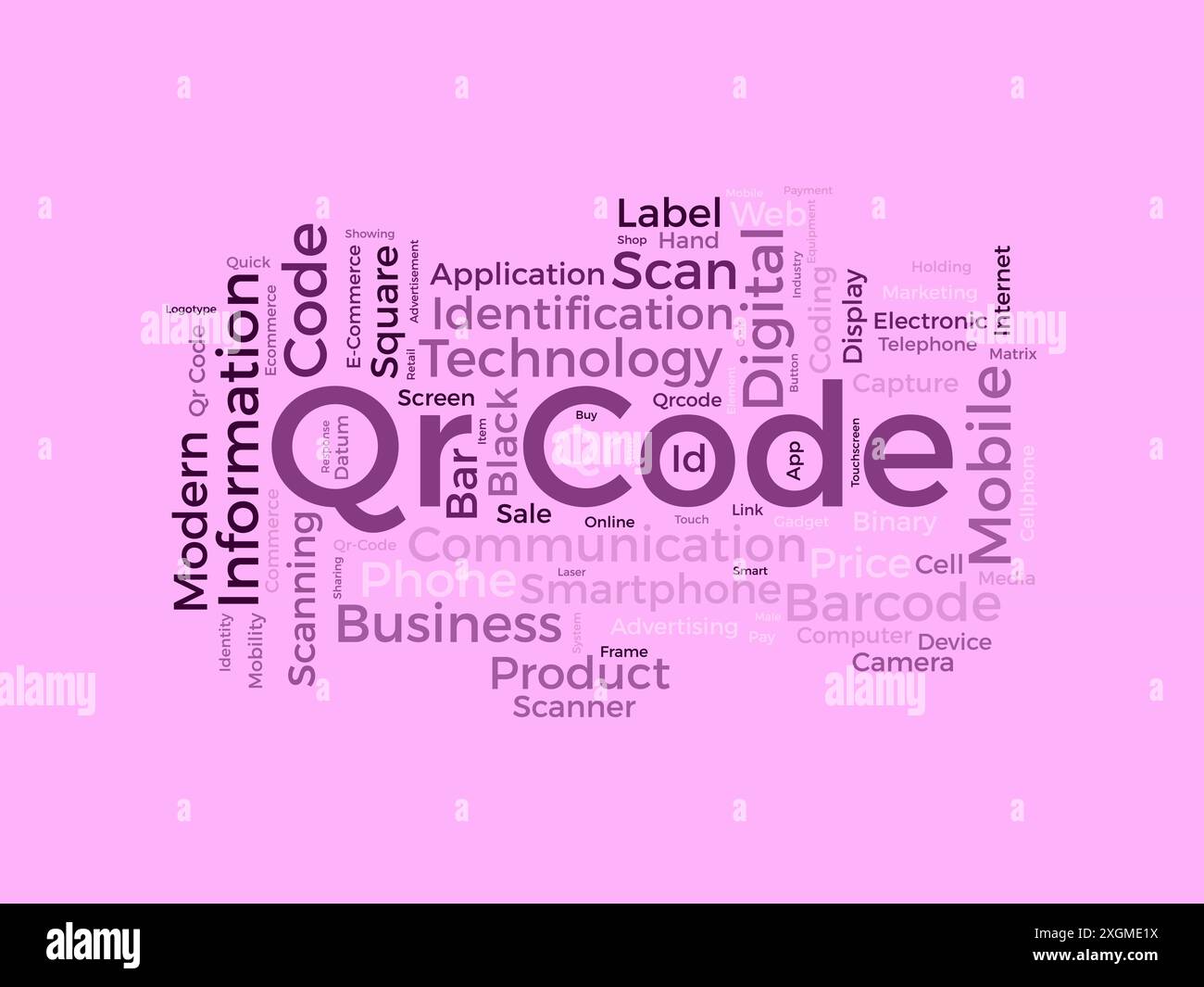 Qr Code wordcloud template. Business concept vector background. Stock Vector