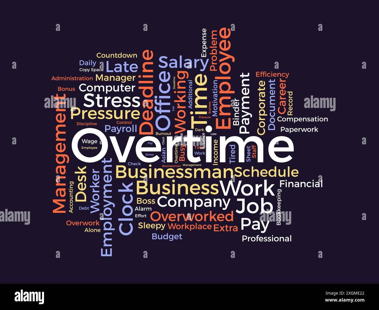 Overtime wordcloud template. Business concept vector background. Stock Vector