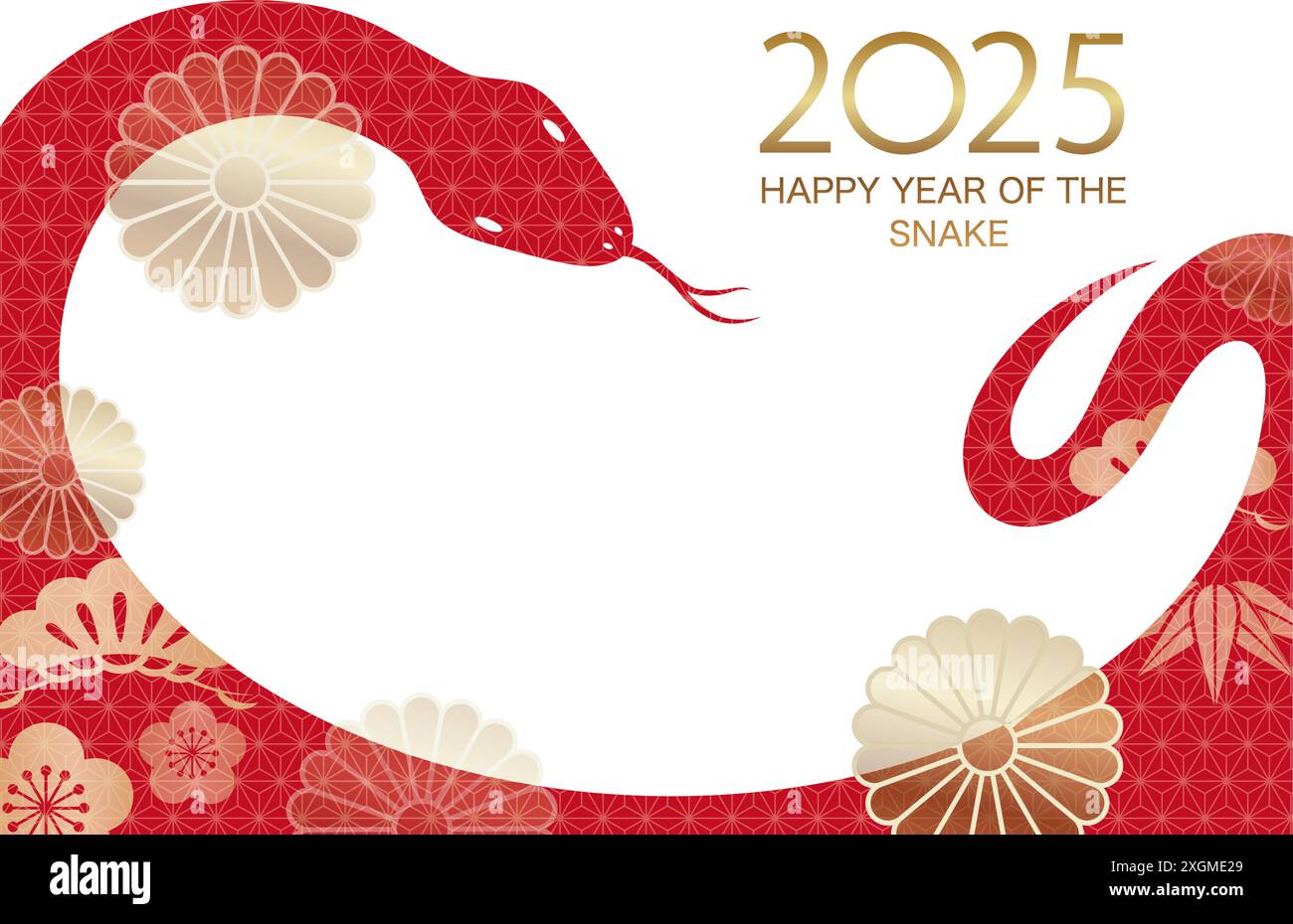 2025, year of the snake, vector new year's greeting card template