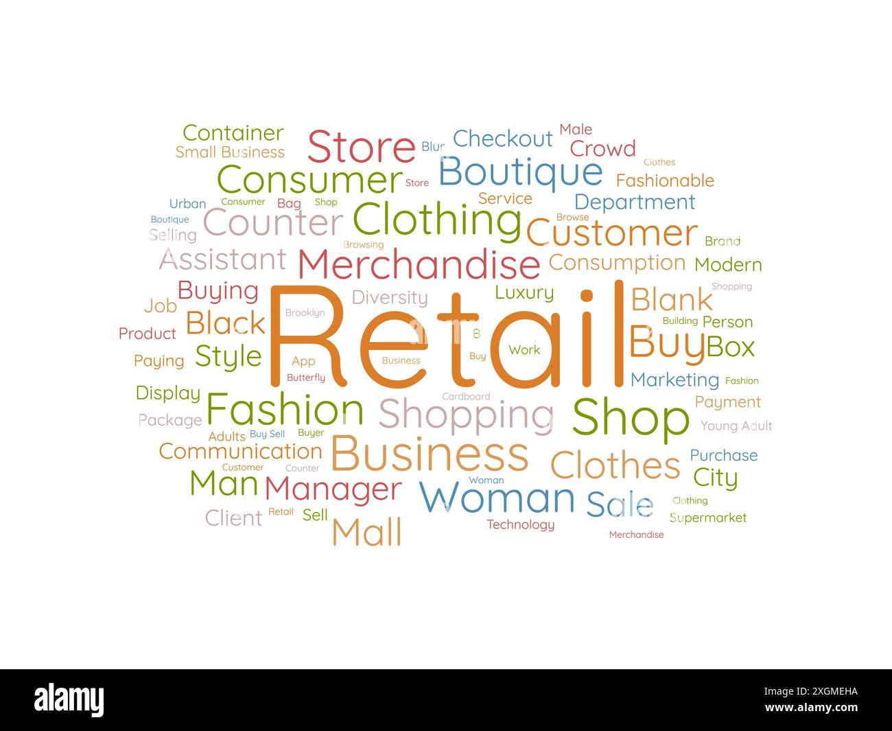 Retail wordcloud template. Business concept vector background. Stock Vector