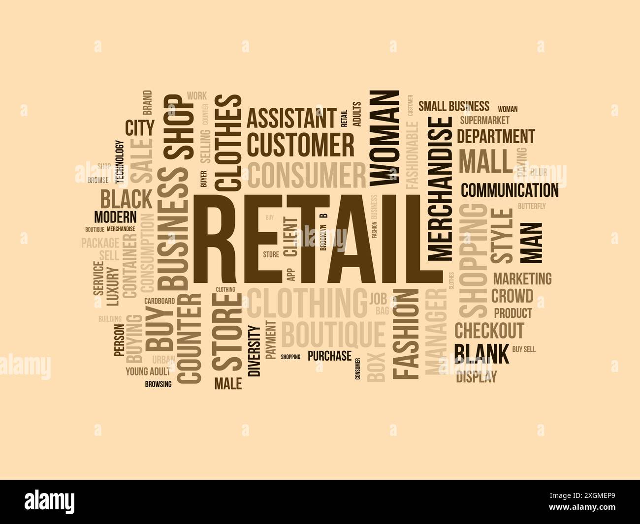 Retail wordcloud template. Business concept vector background. Stock Vector