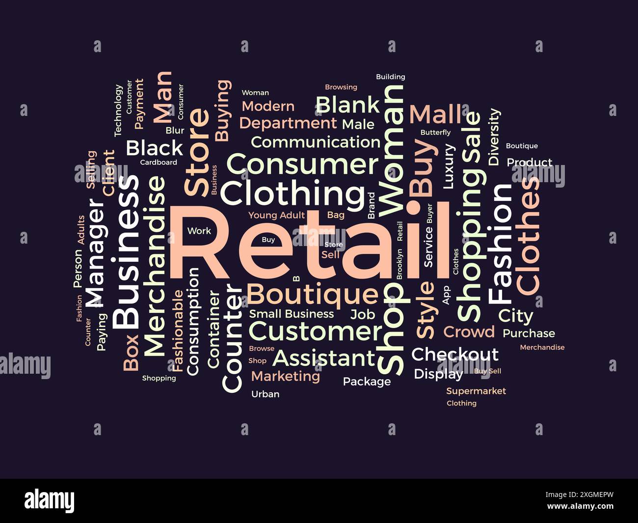 Retail wordcloud template. Business concept vector background. Stock Vector
