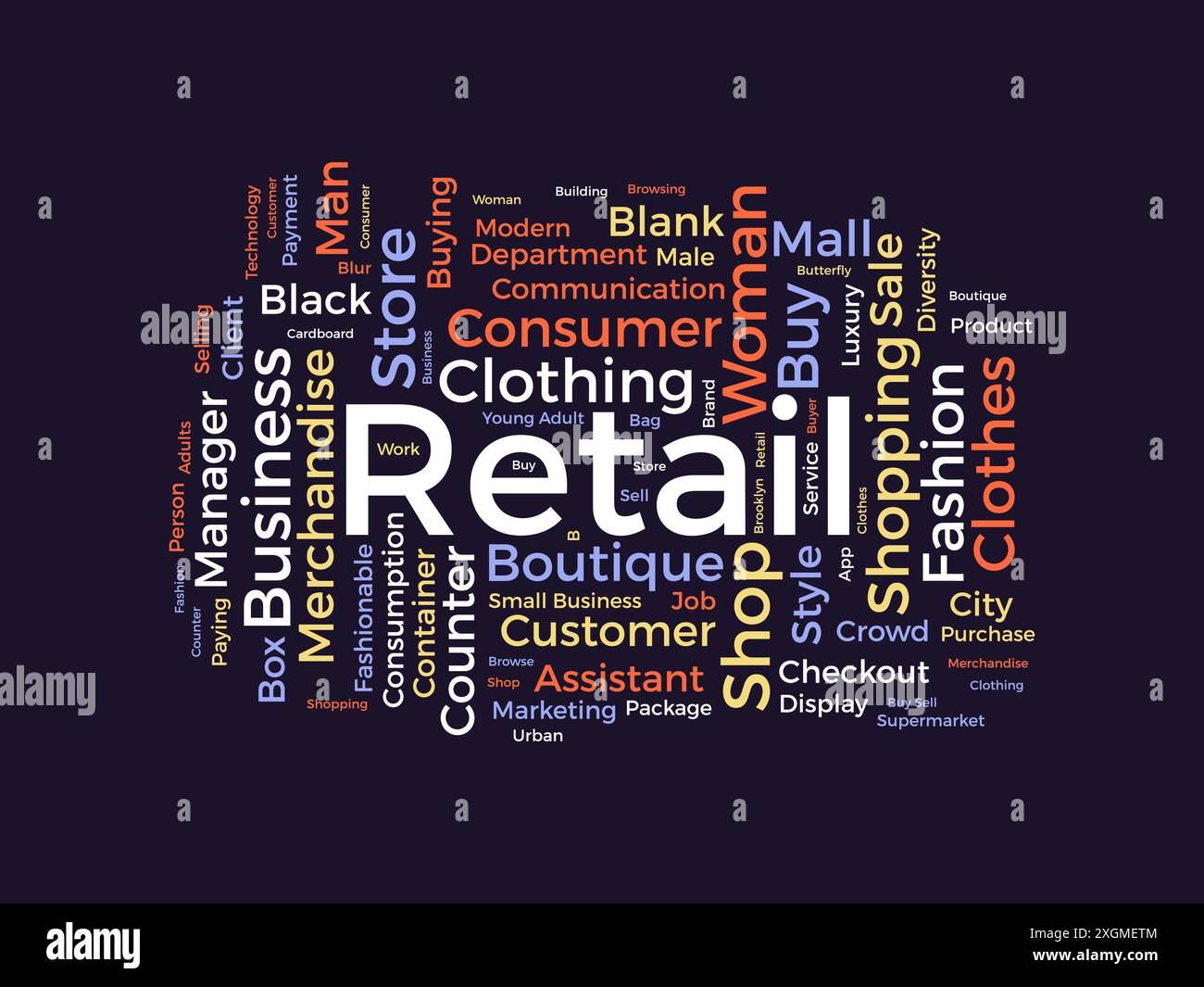 Retail wordcloud template. Business concept vector background. Stock Vector