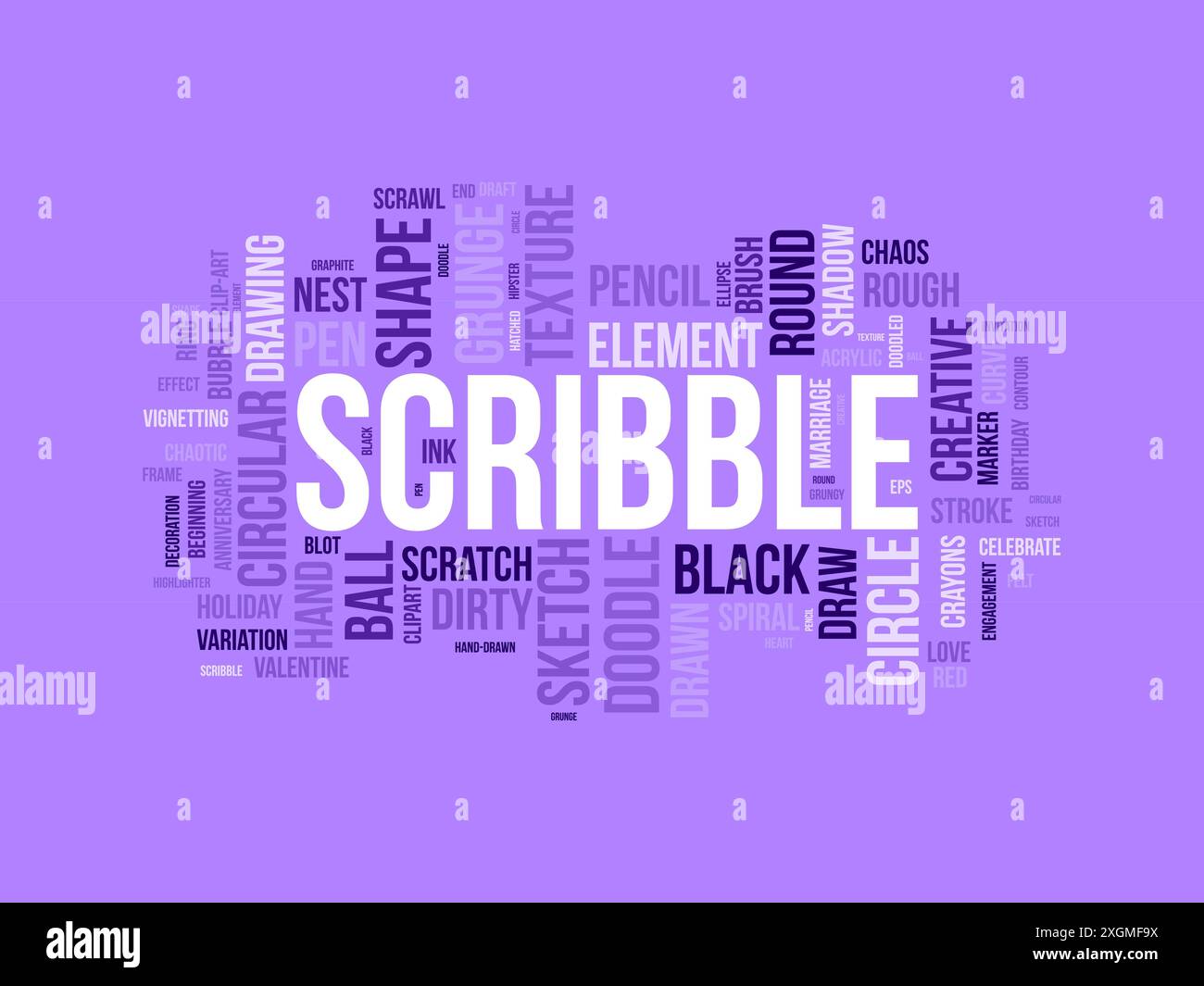 Scribble word cloud template. Art concept vector background Stock ...