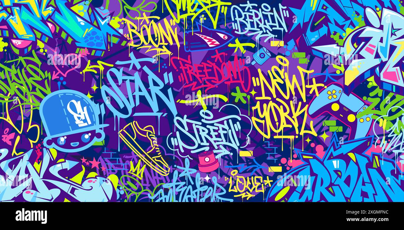 Modern Abstract Hip Hop Urban Street Art Graffiti Style Vector ...