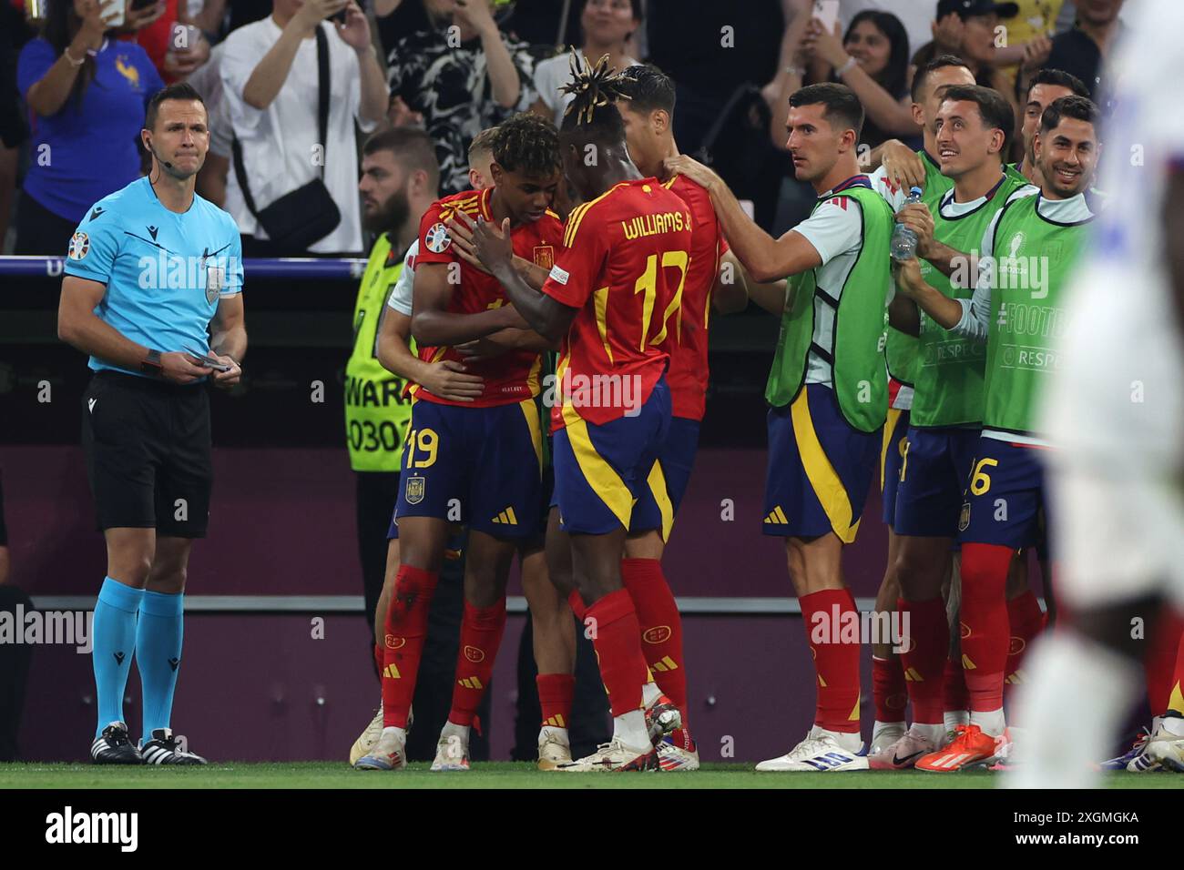 Munich , Germany 09.07.2024: Lamine Yamal of Spain scores the goal 1-1