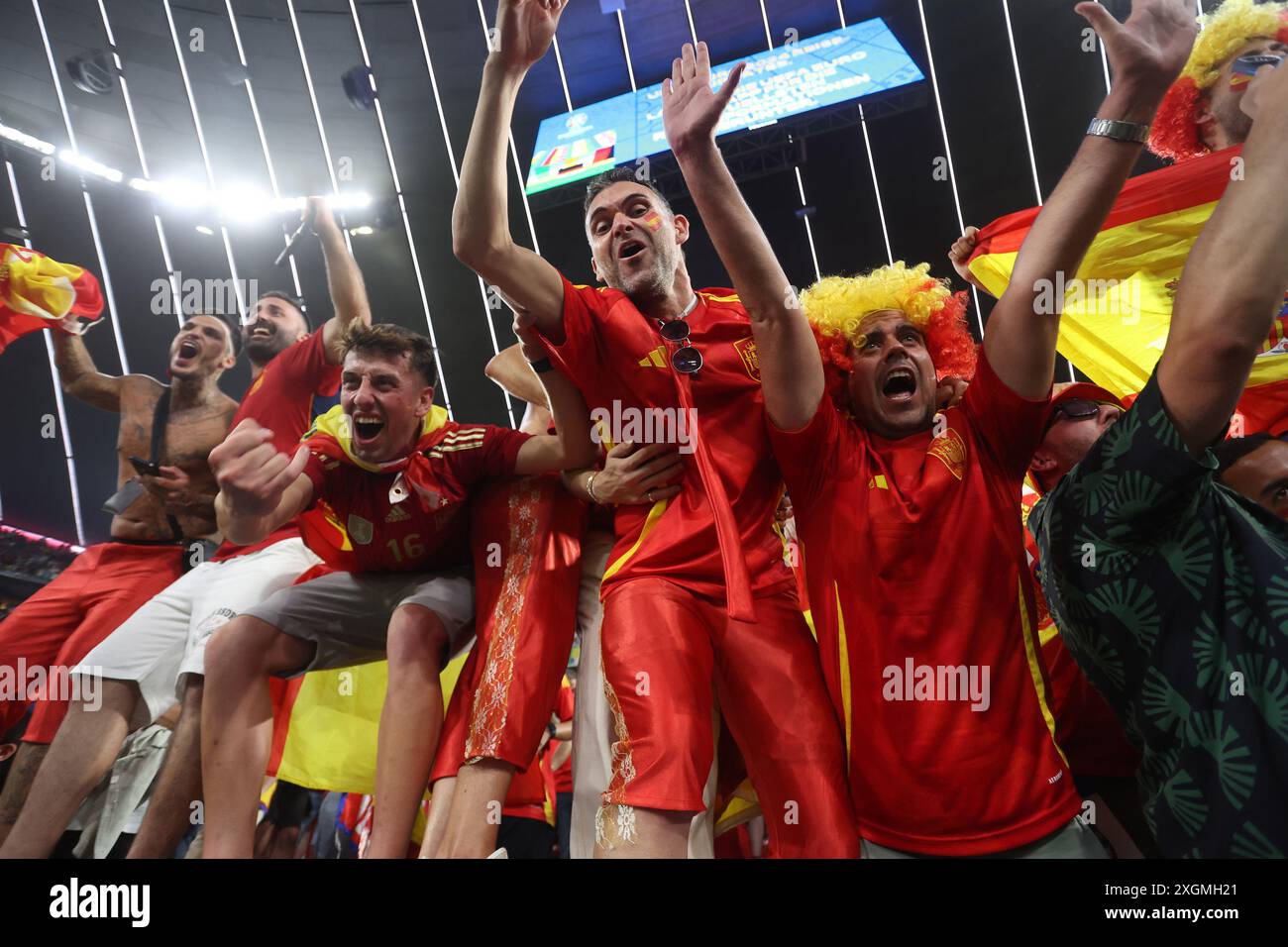 Spain Fans Munich , Germany 09.07.2024: Spanish fans celebrate the victory at the ...