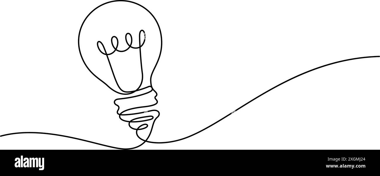 light bulb one line drawing continuous minimalism illustration Stock ...