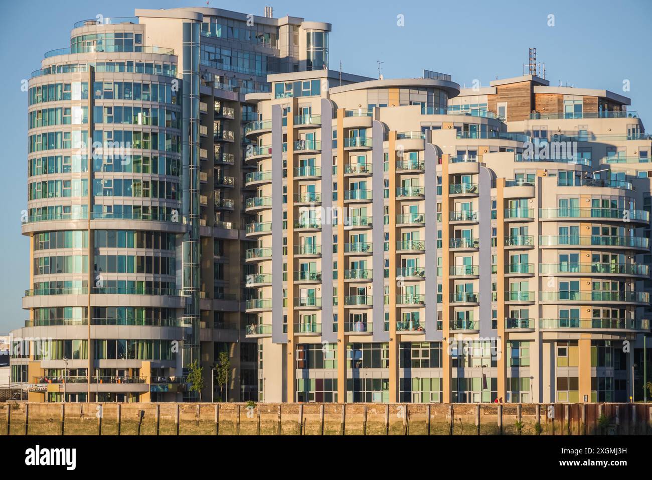 Riverside modern apartments Bridges Wharf around Battersea in London, England Stock Photo