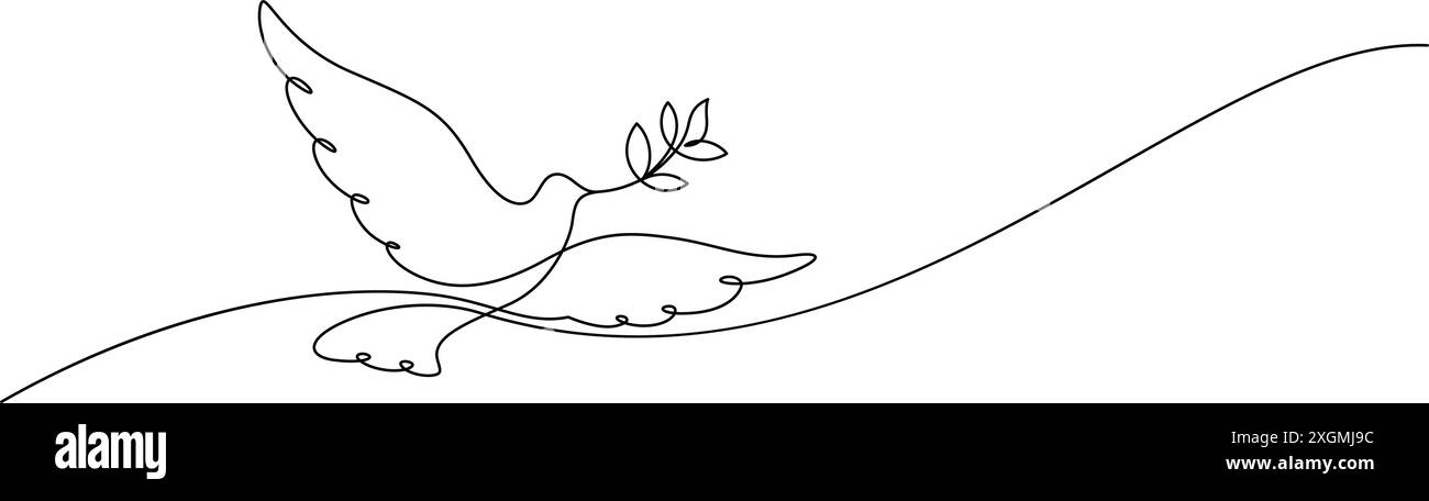 dove flying with olive branch one line drawing continuous vector Stock ...